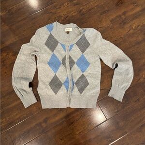 Gray and Blue Argyle Cardigan